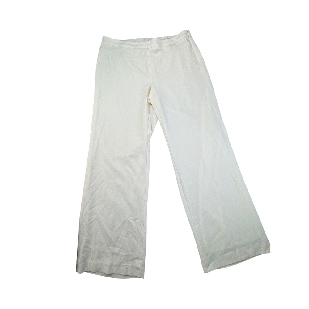 J. Jill Womens Ivory Crepe Wide Leg Pants Size 16 Side Zip Lined Coastal Corpcor
